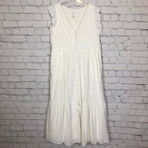 By Anthropologie White Peregrine Midi Dress Plus Size 1X